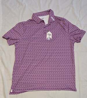 1774 Signature Purple Bicycle Print Short Sleeve Performance Polo Shirt Men's 2X